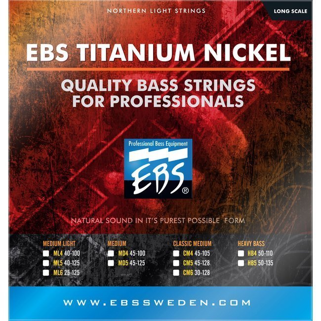 Струны для бас-гитары EBS TN-ML Titanium Nickel Strings Medium Light 4-strings