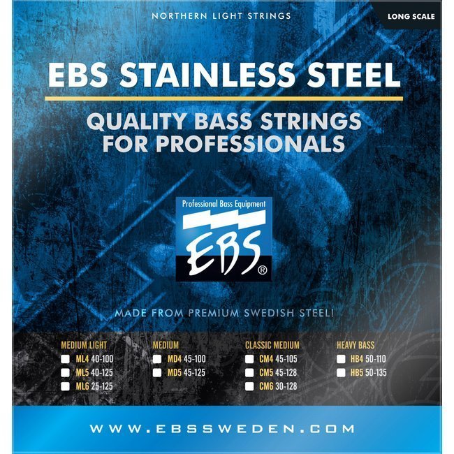 Струны для бас-гитары EBS SS-ML Stainless Steel Strings Medium Light 4-strings