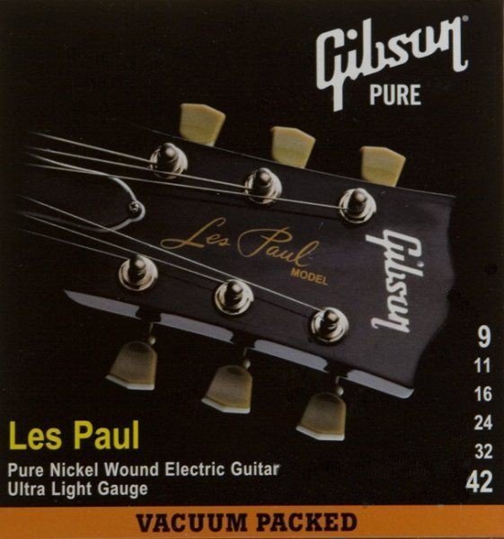 Струны для электрогитары GIBSON LES PAUL PURE NICKEL WOUND .009-.042 (SEG-LP9)