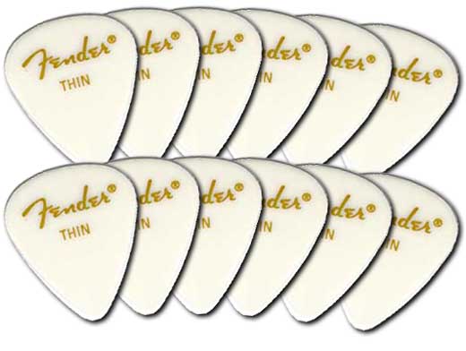 Набор медиаторов Fender 351 Classic Celluloid White Thin (098-0351-780)