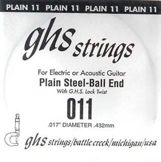 Струна для акустической гитары GHS STRINGS 011 SINGLE PLAIN BALLEND (11)